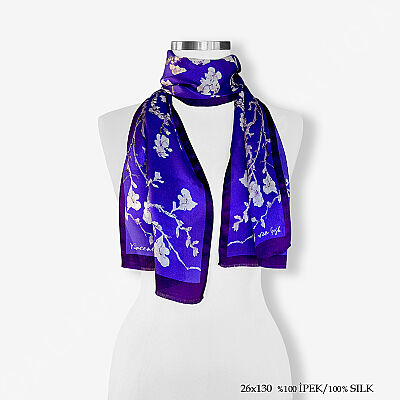 'Almond Purple 130' İpek Fular - 4