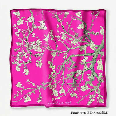 'Almond Fuchsia 55' İpek Fular - 1