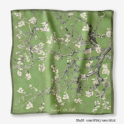 'Almond Green 55' İpek Fular - 1