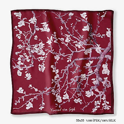'Almond Burgundy 55' İpek Fular