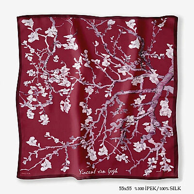 'Almond Burgundy 55' İpek Fular - 1