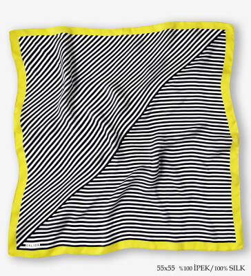 'Crossline Yellow 55' İpek Fular