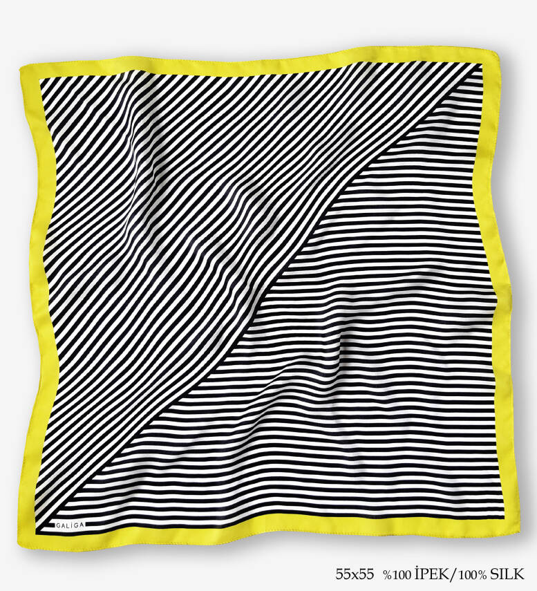 'Crossline Yellow 55' İpek Fular - 1