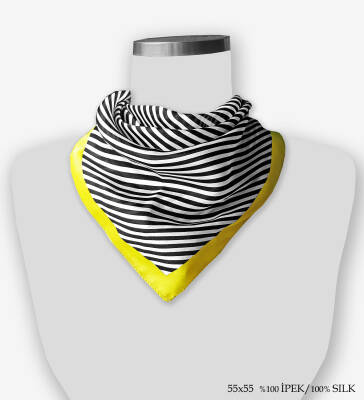 'Crossline Yellow 55' İpek Fular - 2